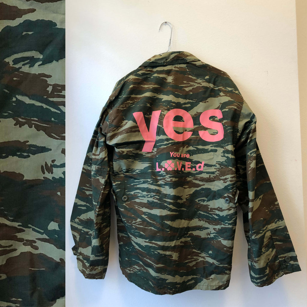 Vintage army jacket “yes” #XL0021